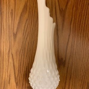 Vintage Fenton Hobnail Milk Glass Vase 12 Inches Tall.